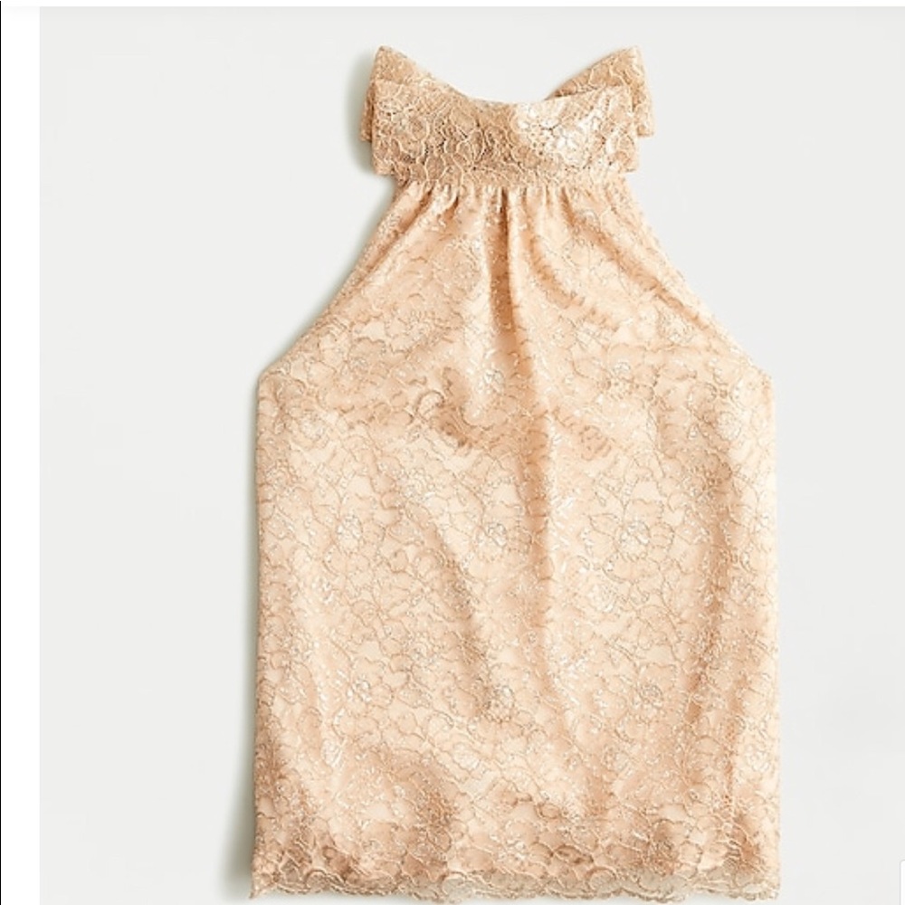 J. Crew Metallic Lace Top Gold M